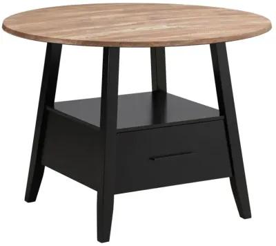 Gibson 1-drawer Round Counter Height Table Yukon Oak and Black