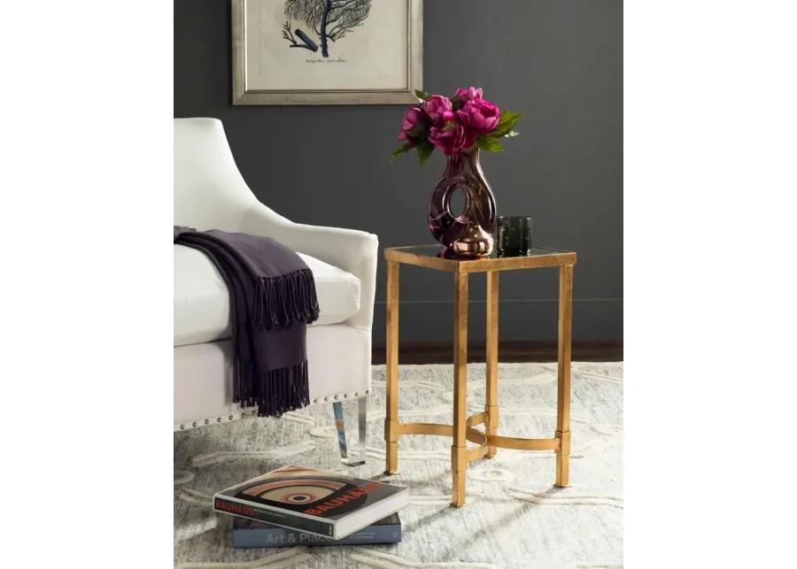 HALYN GOLD LEAF MIRROR TOP END TABLE