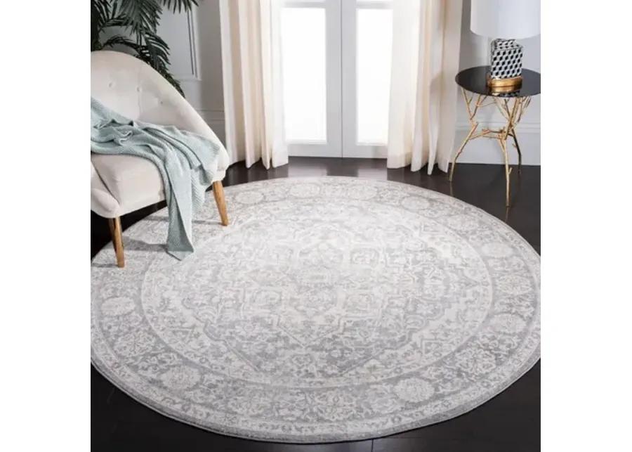 Brentwood 832 Light Grey / Ivory 5' X 5' Round Round Powerloomed Rug