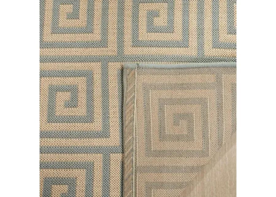 LINDEN 129 Collection LND129L-5 Cream / Aqua 5'-3" X 7'-6"