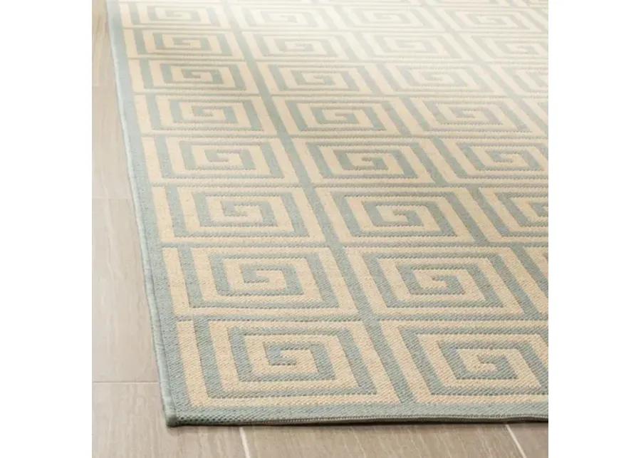 LINDEN 129 Collection LND129L-5 Cream / Aqua 5'-3" X 7'-6"