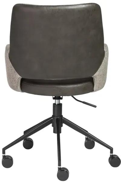 Desi Tilt Office Chair in Light Gray Fabric and Dark Gray Leatherette with Black Base