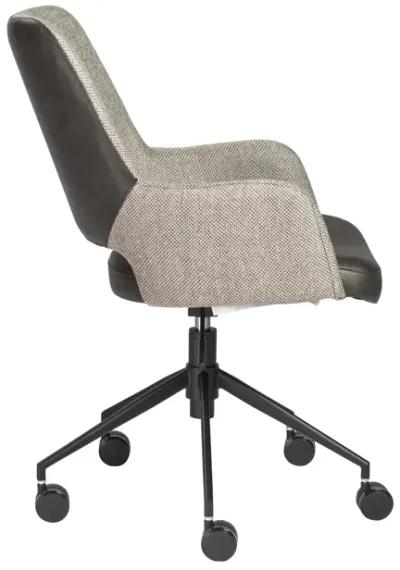 Desi Tilt Office Chair in Light Gray Fabric and Dark Gray Leatherette with Black Base