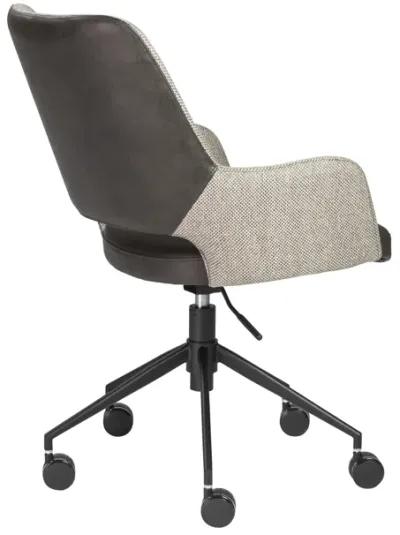 Desi Tilt Office Chair in Light Gray Fabric and Dark Gray Leatherette with Black Base