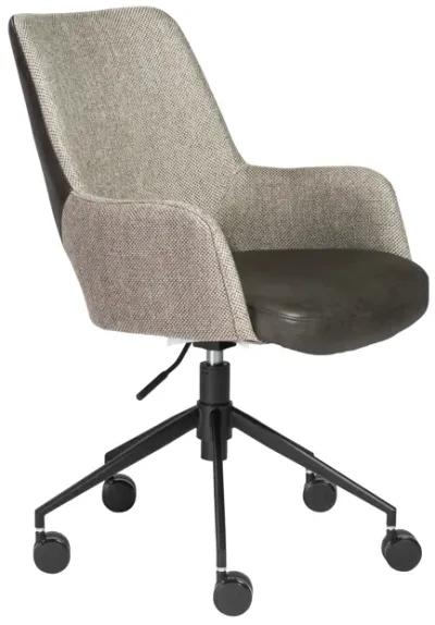 Desi Tilt Office Chair in Light Gray Fabric and Dark Gray Leatherette with Black Base