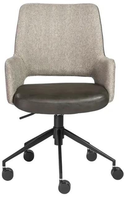 Desi Tilt Office Chair in Light Gray Fabric and Dark Gray Leatherette with Black Base