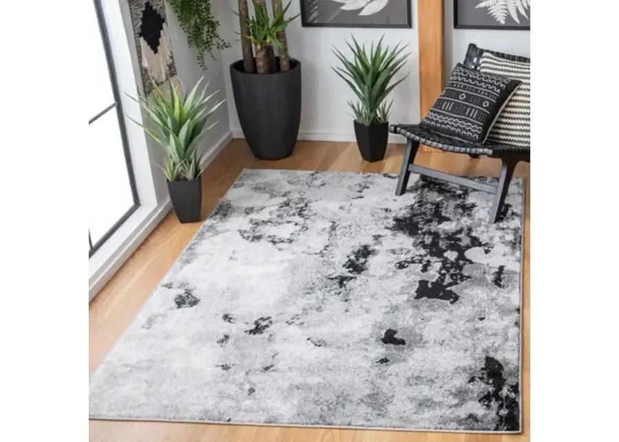 Adirondack Contemporary Grey / Black 9' X 12' Powerloomed Rug