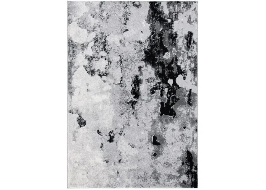 Adirondack Contemporary Grey / Black 9' X 12' Powerloomed Rug