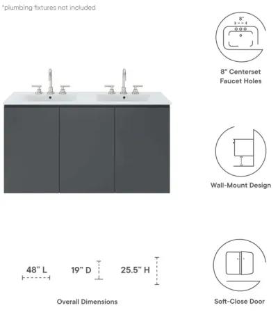 Bryn 48" Wall-Mount Double Sink Bathroom Vanity