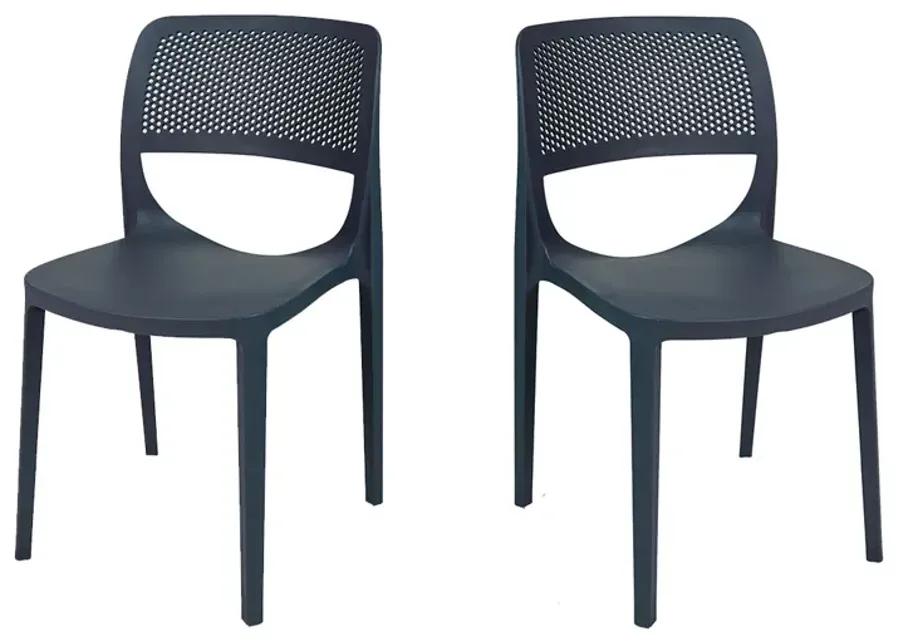 Mila Set of 4 Stackable Side Chair-Anthracite