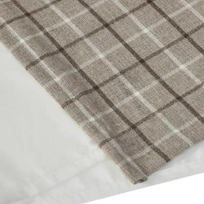 Madison Park Anaheim Brown Plaid Rod Pocket and Back Tab Curtain Panel with Fleece Lining