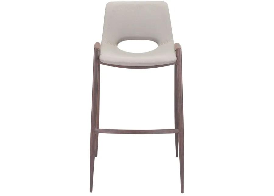 Desi Barstool (Set of 2) Beige & Walnut