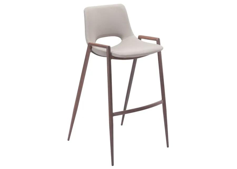 Desi Barstool (Set of 2) Beige & Walnut