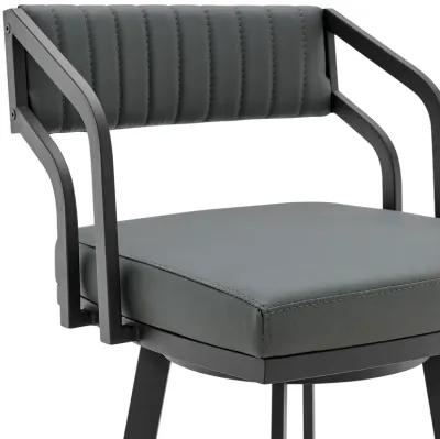 Scranton Swivel Modern Metal and Slate Gray Faux Leather Bar and Counter Stool