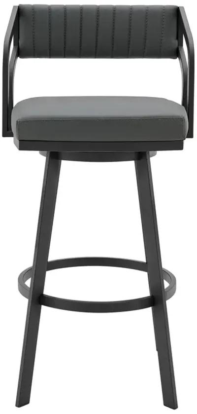 Scranton Swivel Modern Metal and Slate Gray Faux Leather Bar and Counter Stool