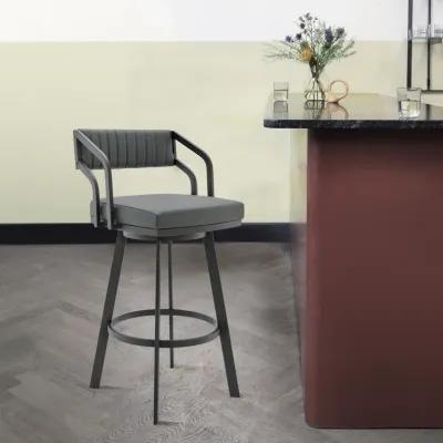 Scranton Swivel Modern Metal and Slate Gray Faux Leather Bar and Counter Stool