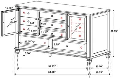 Sandy Beach Storage Bedroom Set with Sleigh Headboard