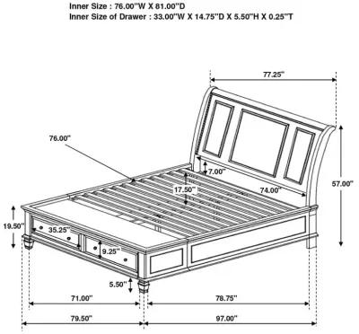 Sandy Beach Storage Bedroom Set with Sleigh Headboard