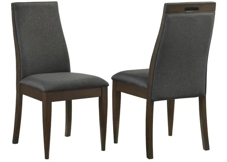 Wes Upholstered Side Chair (Set of 2) Grey and Dark Walnut