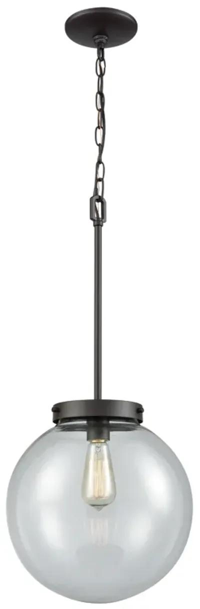 Beckett 12" Wide 1-Light Mini Pendant - Oil Rubbed Bronze with Clear Glass