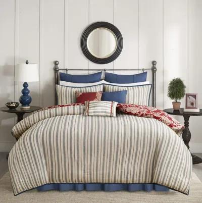 Madison Park Lucy Red 9 Piece Cotton Twill Reversible Duvet Set