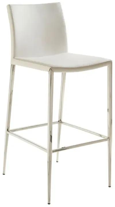 Diana-B Bar Stool in White with Polished Stainless Steel