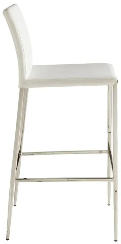 Diana-B Bar Stool in White with Polished Stainless Steel