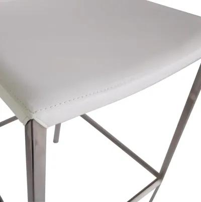 Diana-B Bar Stool in White with Polished Stainless Steel