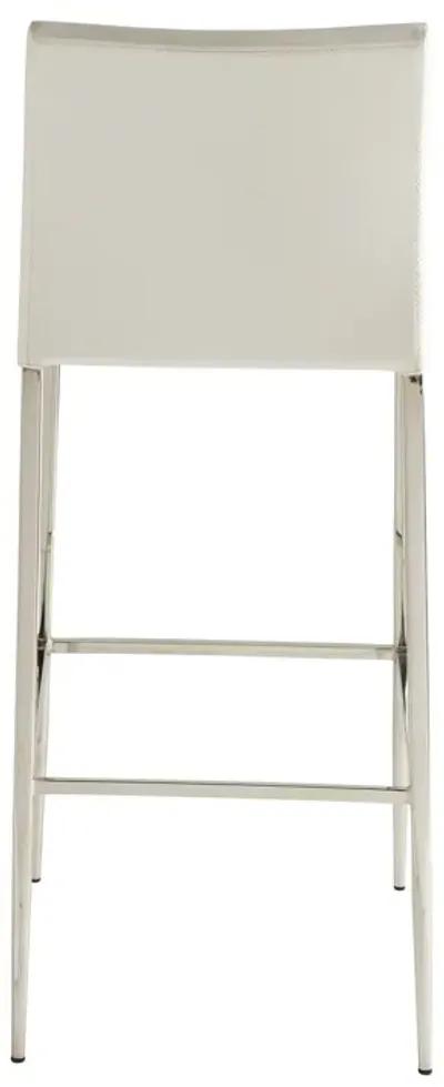 Diana-B Bar Stool in White with Polished Stainless Steel