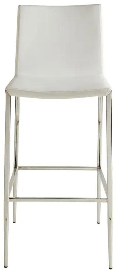 Diana-B Bar Stool in White with Polished Stainless Steel