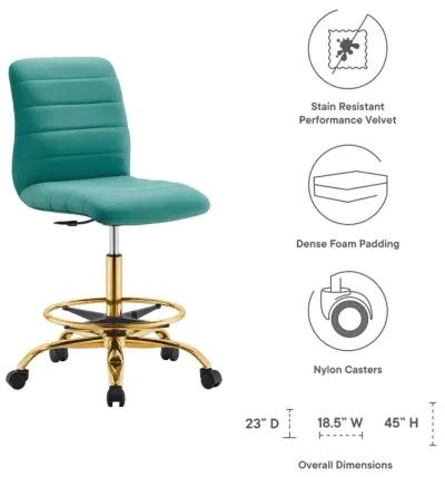 Ripple Armless Performance Velvet Drafting Chair