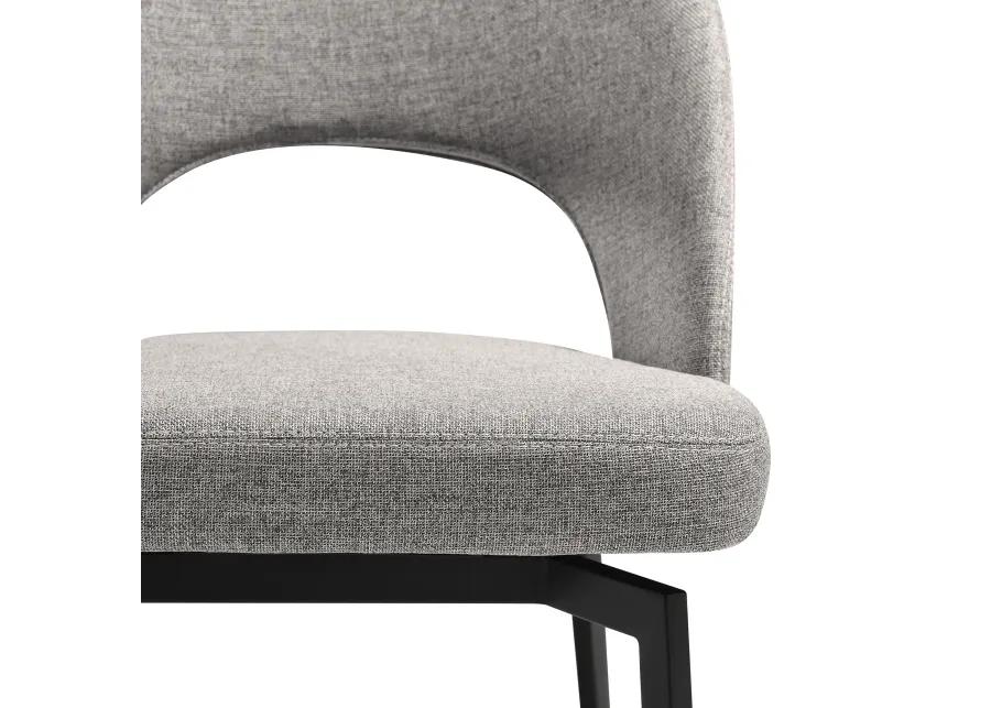 Lucia Swivel Upholstered Dining Chair in Gray Fabric with Black Metal Legs - Set of 2