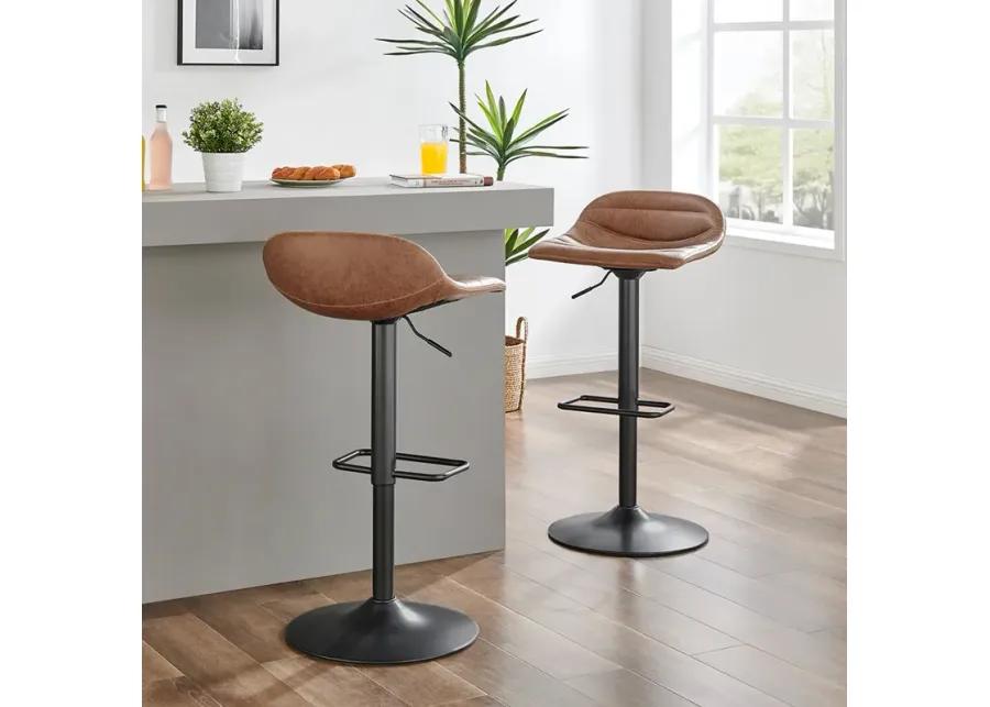 Koa KD PU Gaslift Swivel Bar Stool, Umber Brown 