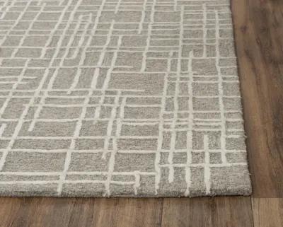 Jazz Gray/Natural Geometric Wool/Tencel 5' x 7'6" Rectangle Rug