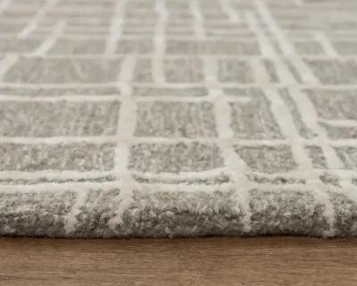 Jazz Gray/Natural Geometric Wool/Tencel 5' x 7'6" Rectangle Rug