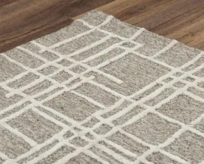 Jazz Gray/Natural Geometric Wool/Tencel 5' x 7'6" Rectangle Rug