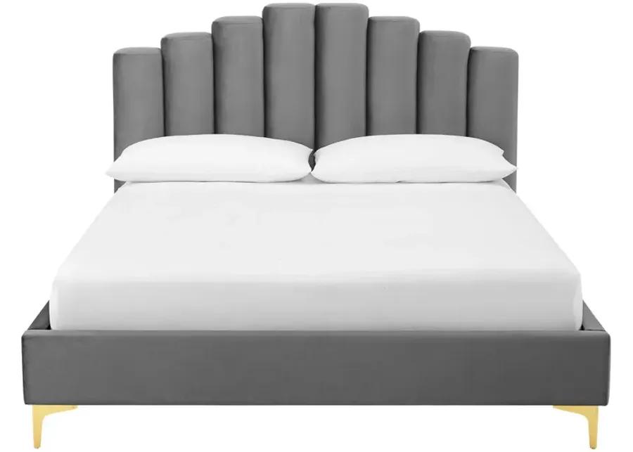 Olivia Queen Performance Velvet Platform Bed