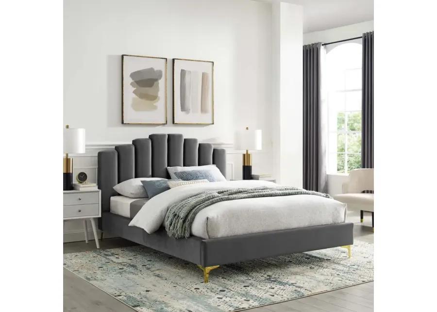 Olivia Queen Performance Velvet Platform Bed