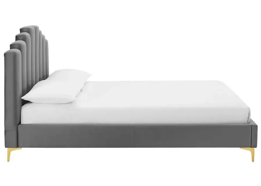 Olivia Queen Performance Velvet Platform Bed