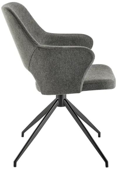 Darcie Armchair In Charcoal Fabric and Black Base - Set of 1