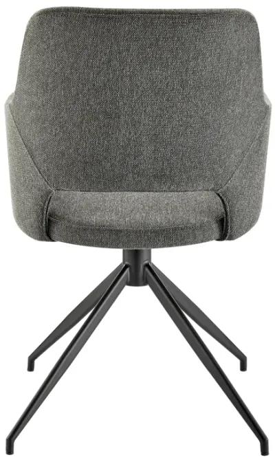 Darcie Armchair In Charcoal Fabric and Black Base - Set of 1