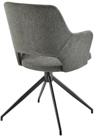 Darcie Armchair In Charcoal Fabric and Black Base - Set of 1