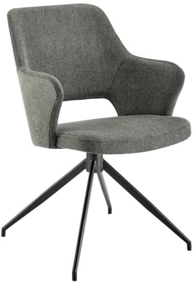 Darcie Armchair In Charcoal Fabric and Black Base - Set of 1