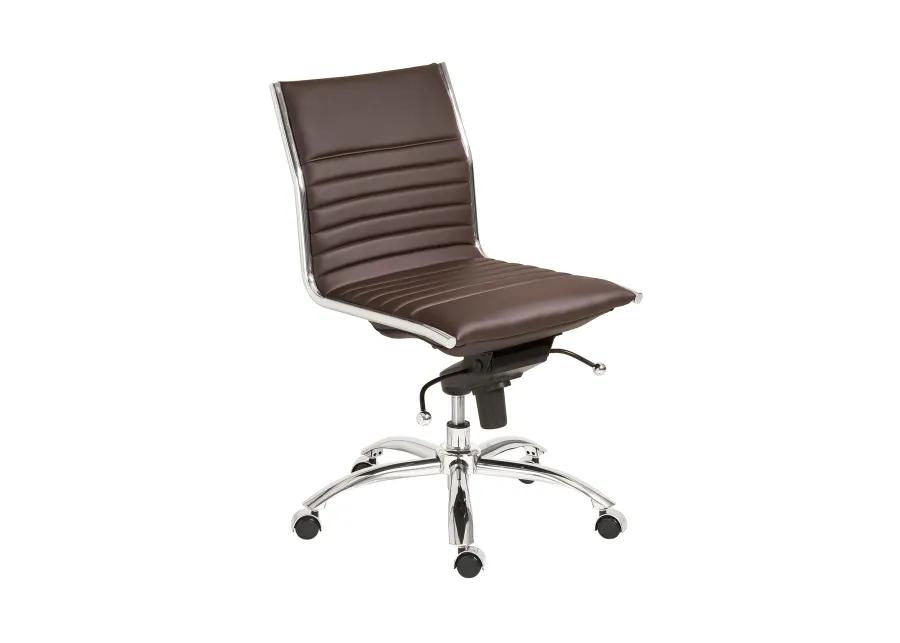 Dirk Low Back Office Chair w/o Armrests in Brown with Chromed Steel Base