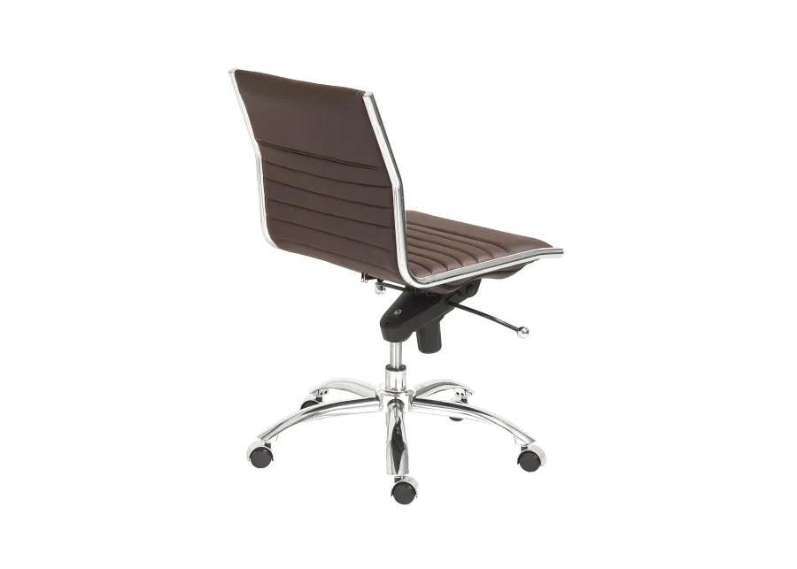 Dirk Low Back Office Chair w/o Armrests in Brown with Chromed Steel Base