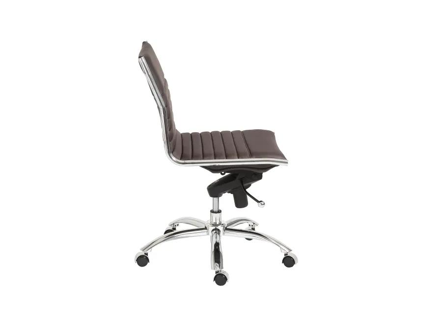 Dirk Low Back Office Chair w/o Armrests in Brown with Chromed Steel Base