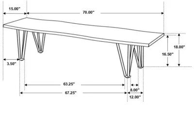 Neve Live-edge Dining Bench with Hairpin Legs Sheesham Grey and Gunmetal