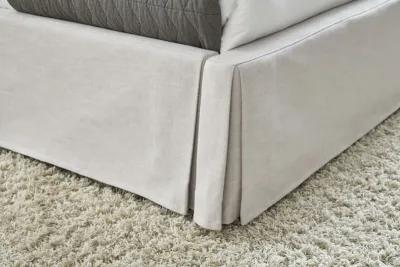 Hera Full-Size Upholstered Skirted Storage Panel Bed in Oatmeal