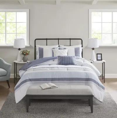 Madison Park Allegany Blue 5 Piece Jacquard Comforter Set