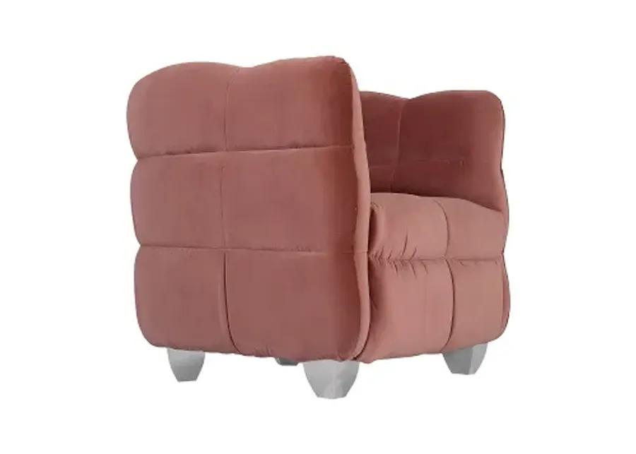 cloud club chair, coral pink fabric, stainless steel legs